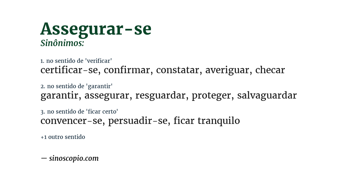 Sinônimo de assegurar-se