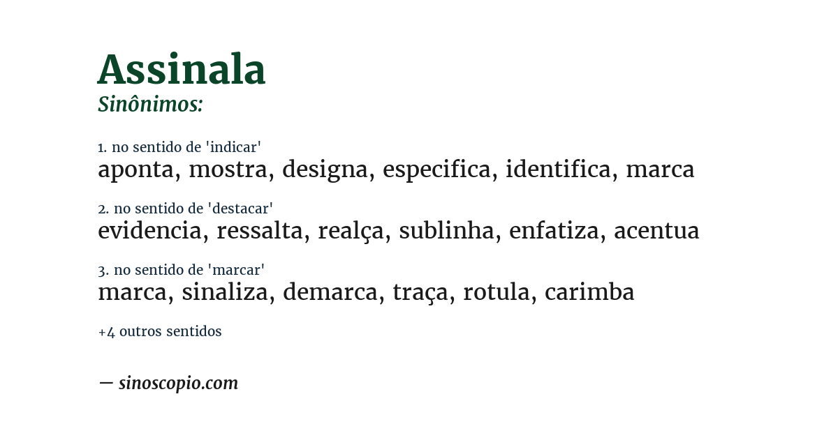Sinônimo de assinala