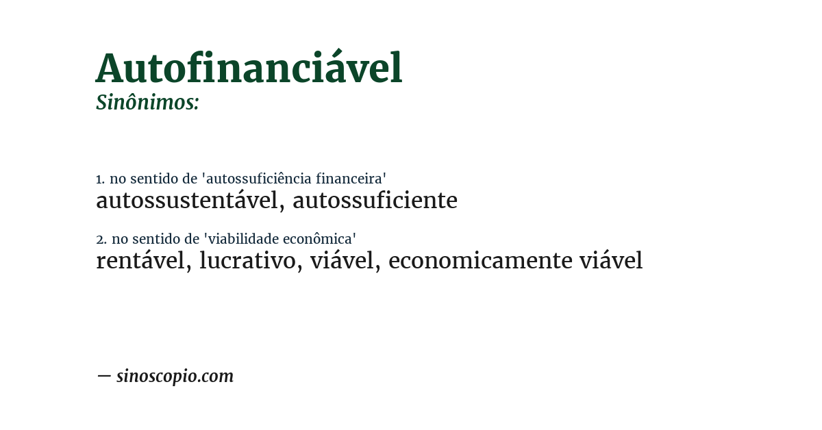 Sinônimo de autofinanciável