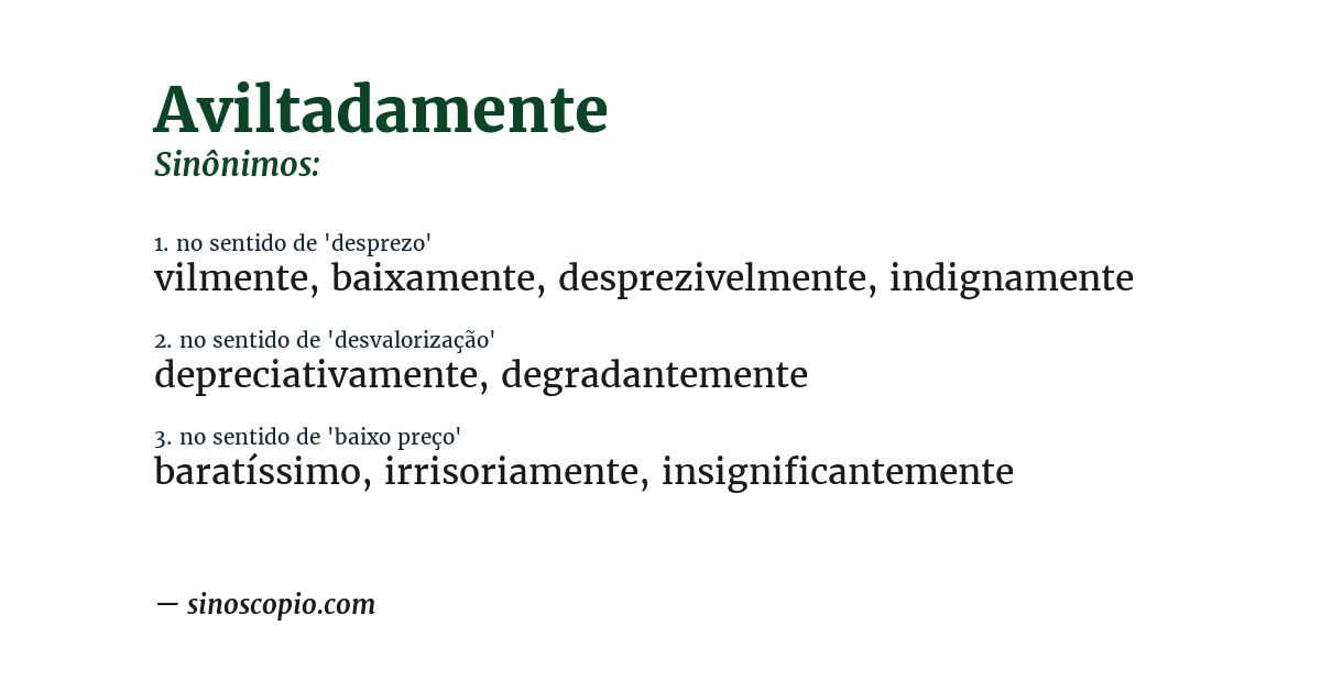 Sinônimo de aviltadamente