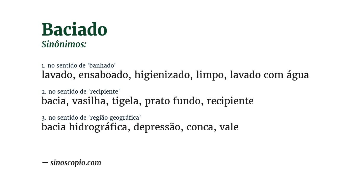 Sinônimo de baciado