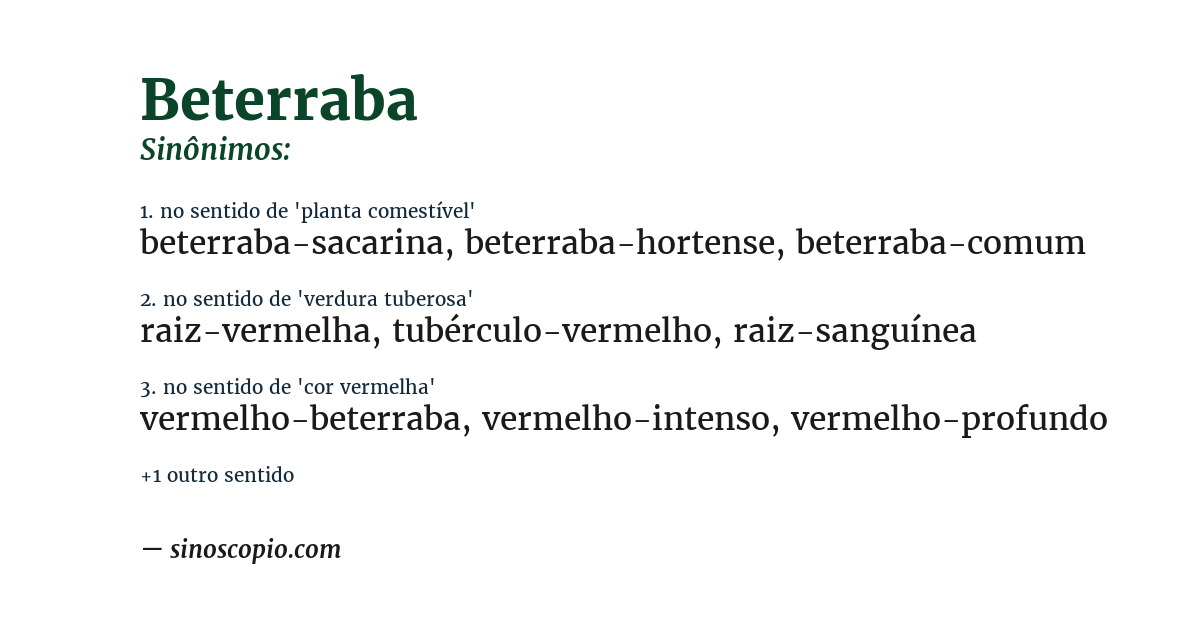 Sinônimo de beterraba