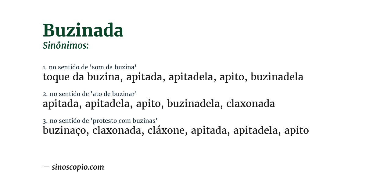 Sinônimo de buzinada