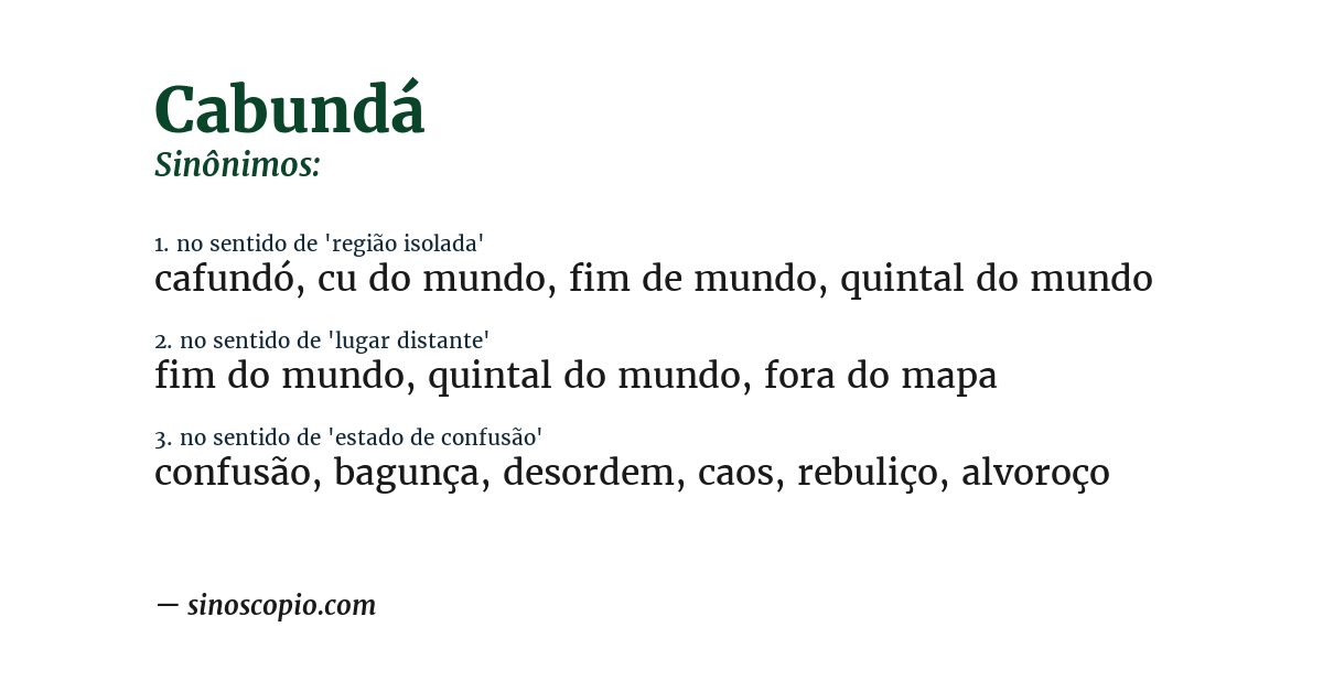 Sinônimo de cabundá