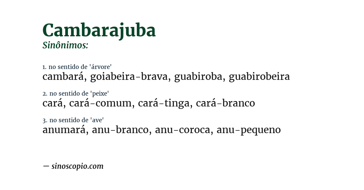 Sinônimo de cambarajuba