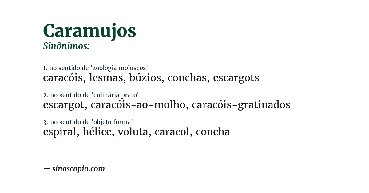 Sinônimo de caramujos