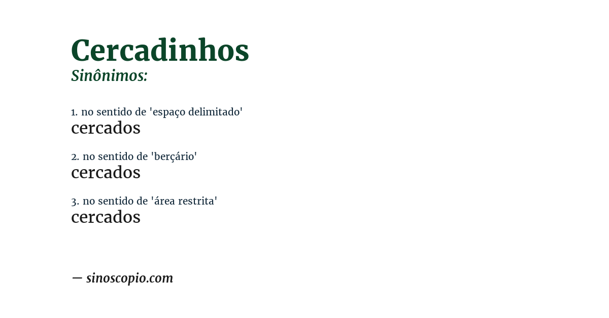 Sinônimo de cercadinhos