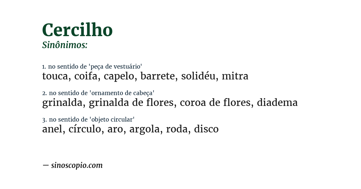 Sinônimo de cercilho