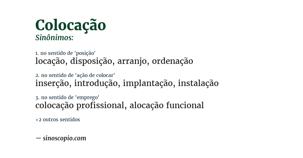 Sinônimo de colocação