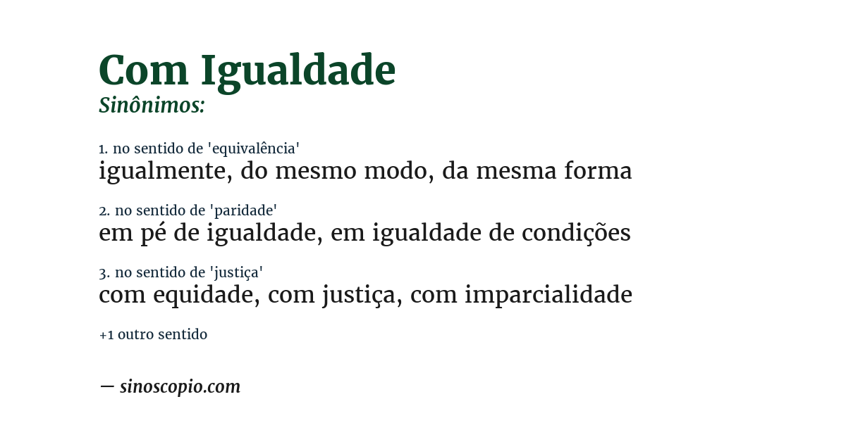 Sinônimo de com igualdade