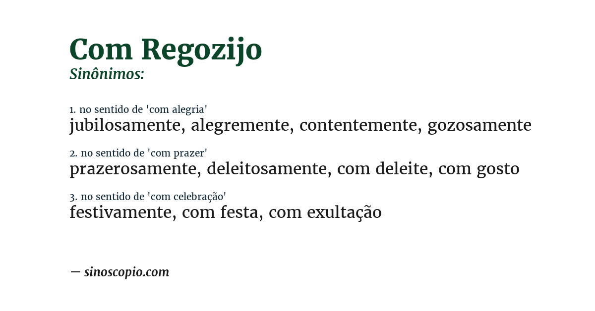 Sinônimo de com regozijo
