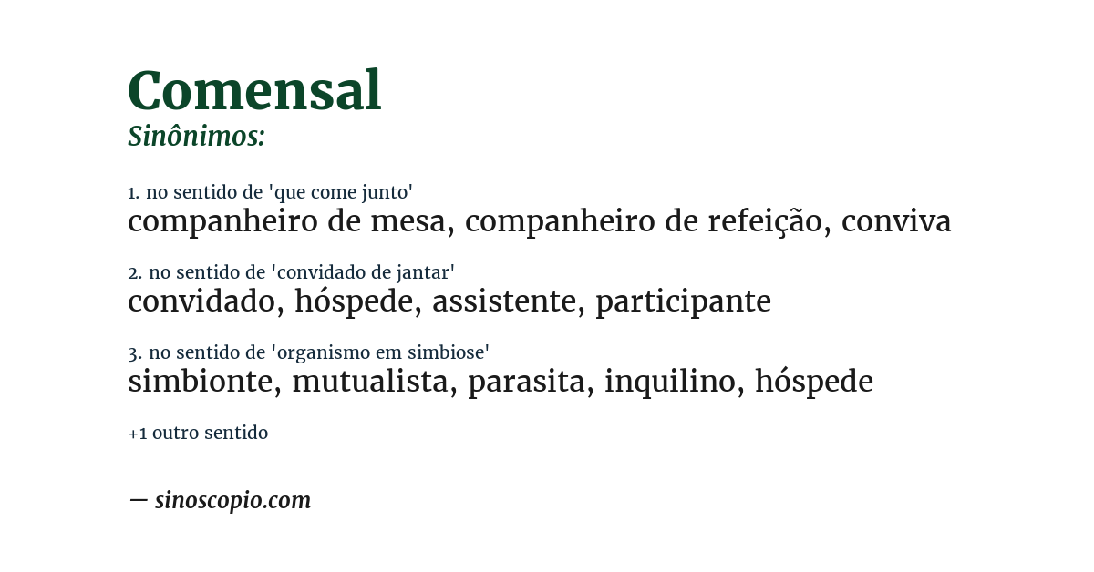 Sinônimo de comensal