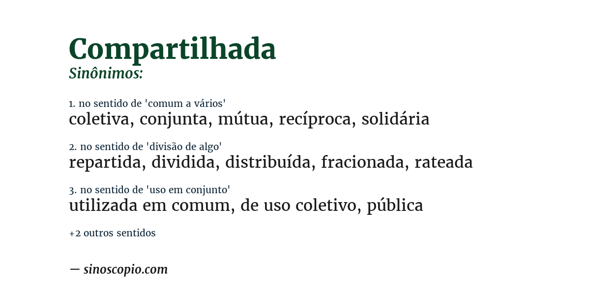 Sinônimo de compartilhada
