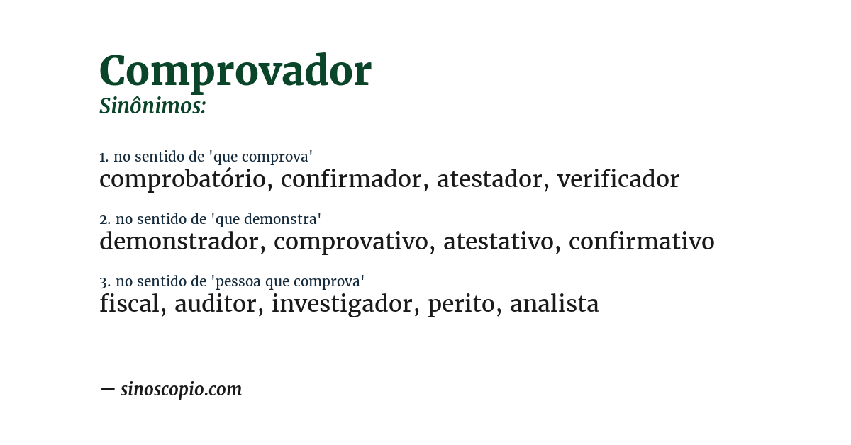 Sinônimo de comprovador
