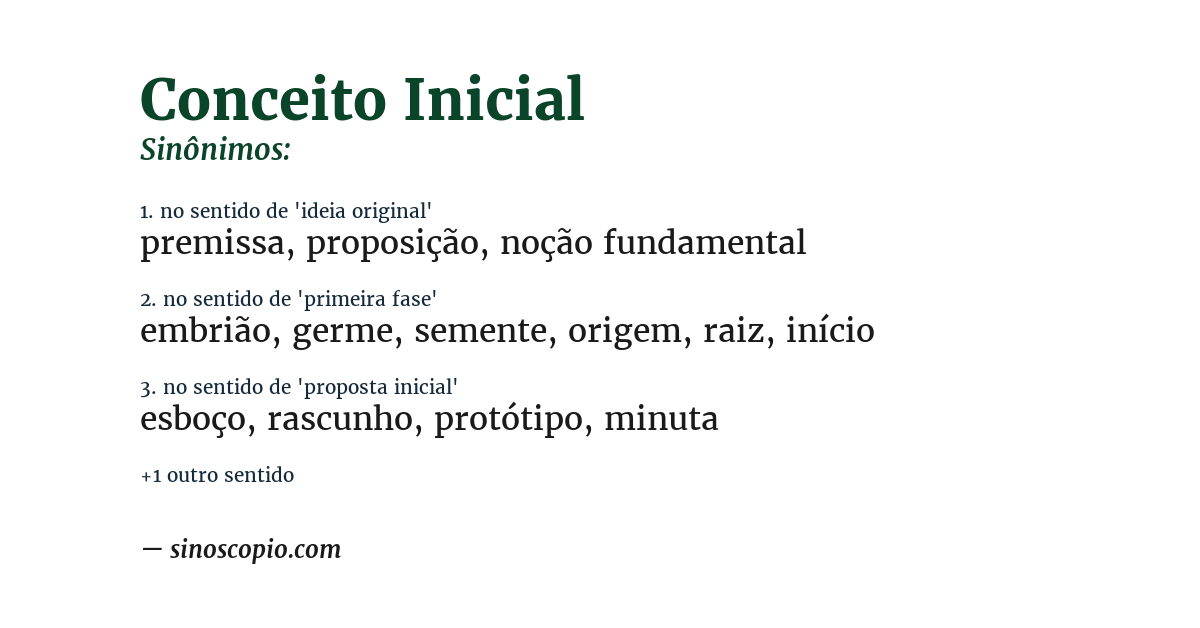 Sinônimo de conceito inicial