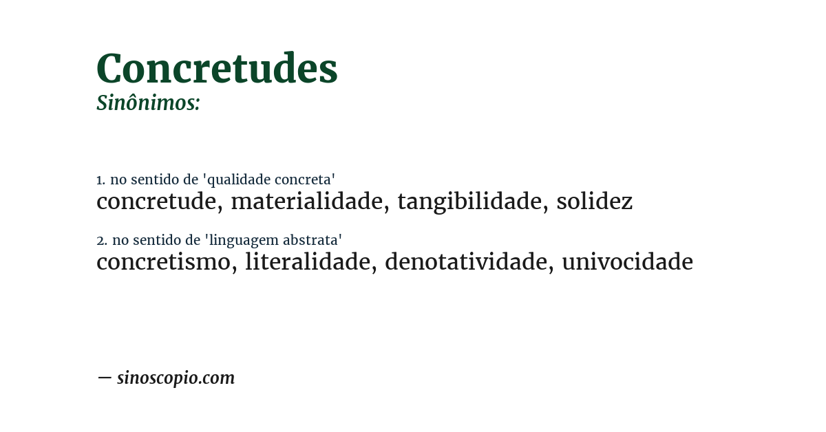 Sinônimo de concretudes