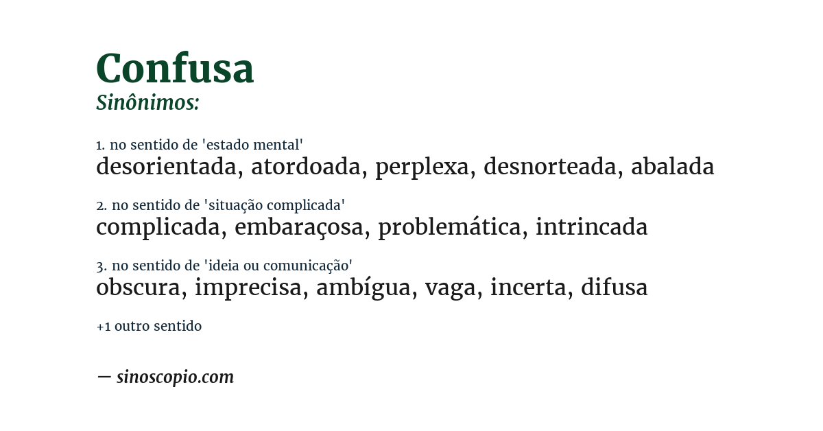 Sinônimo de confusa