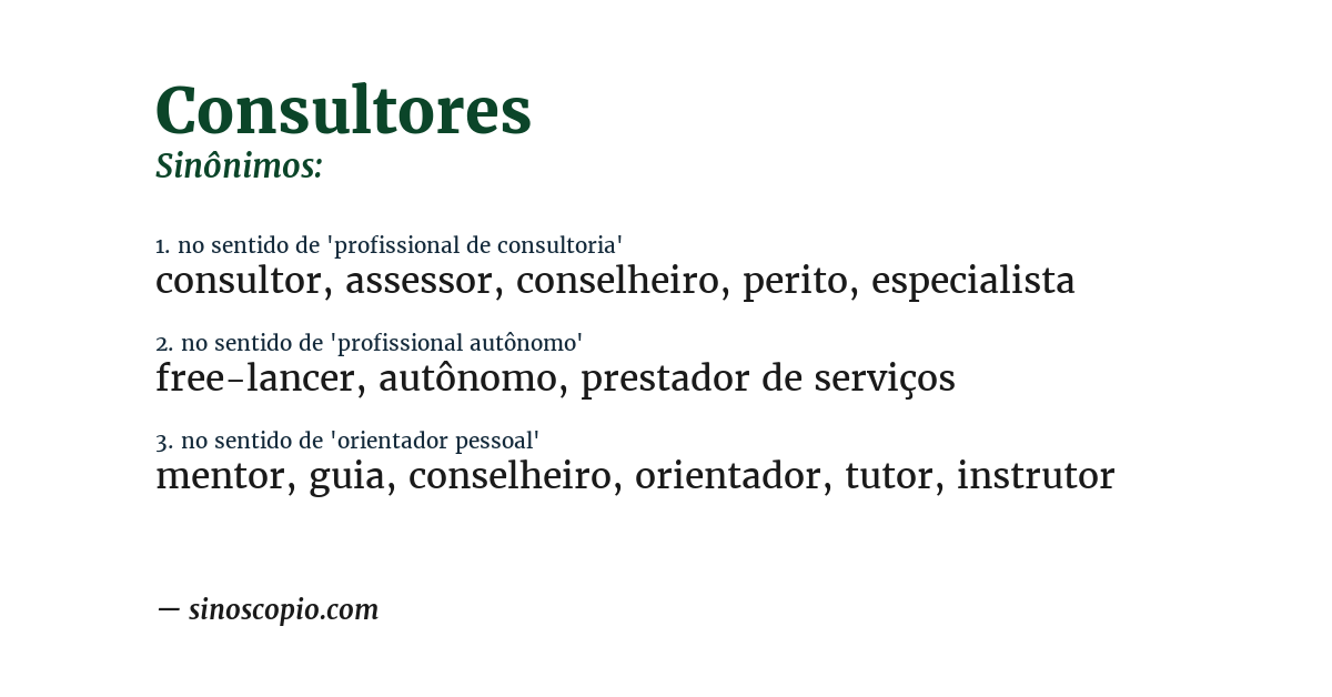 Sinônimo de consultores