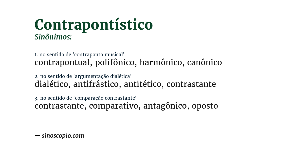 Sinônimo de contrapontístico