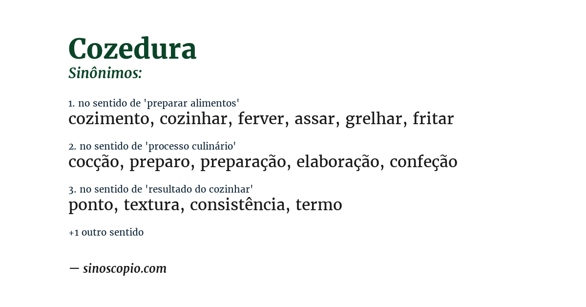 Sinônimo de cozedura