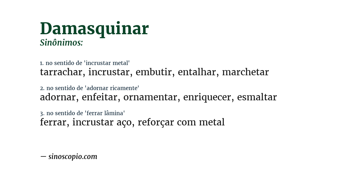 Sinônimo de damasquinar