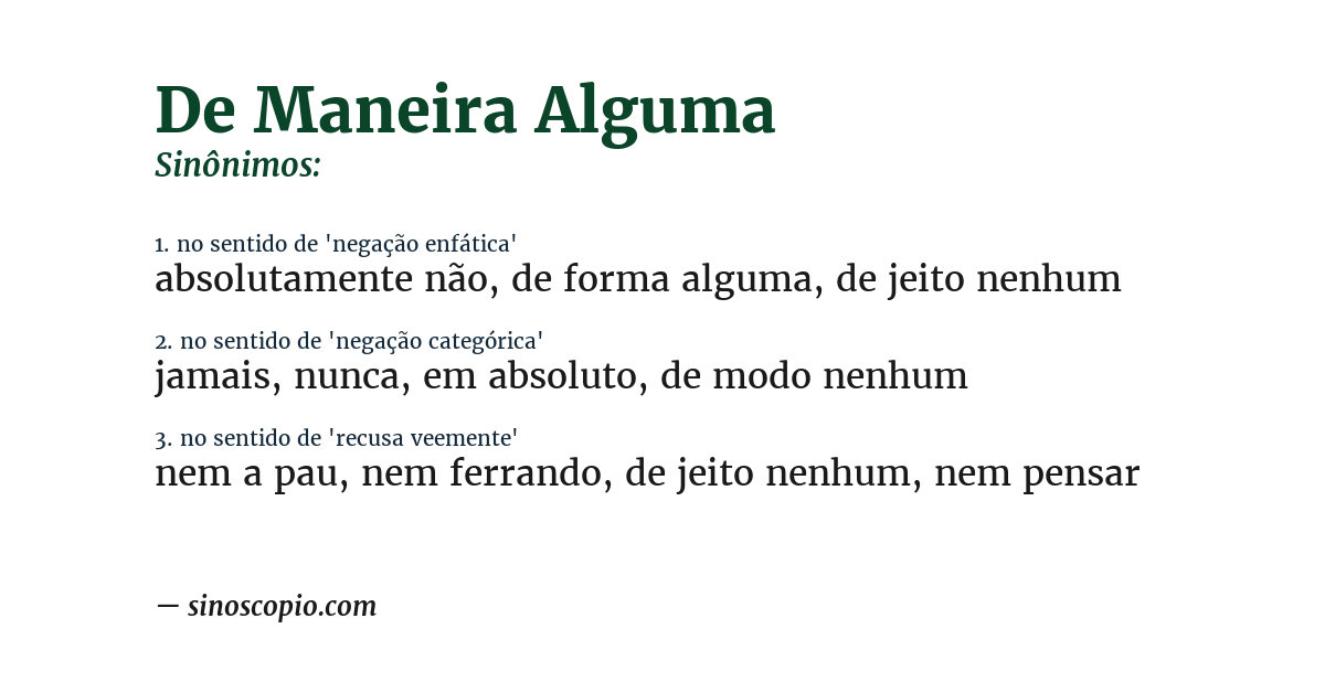 Sinônimo de de maneira alguma
