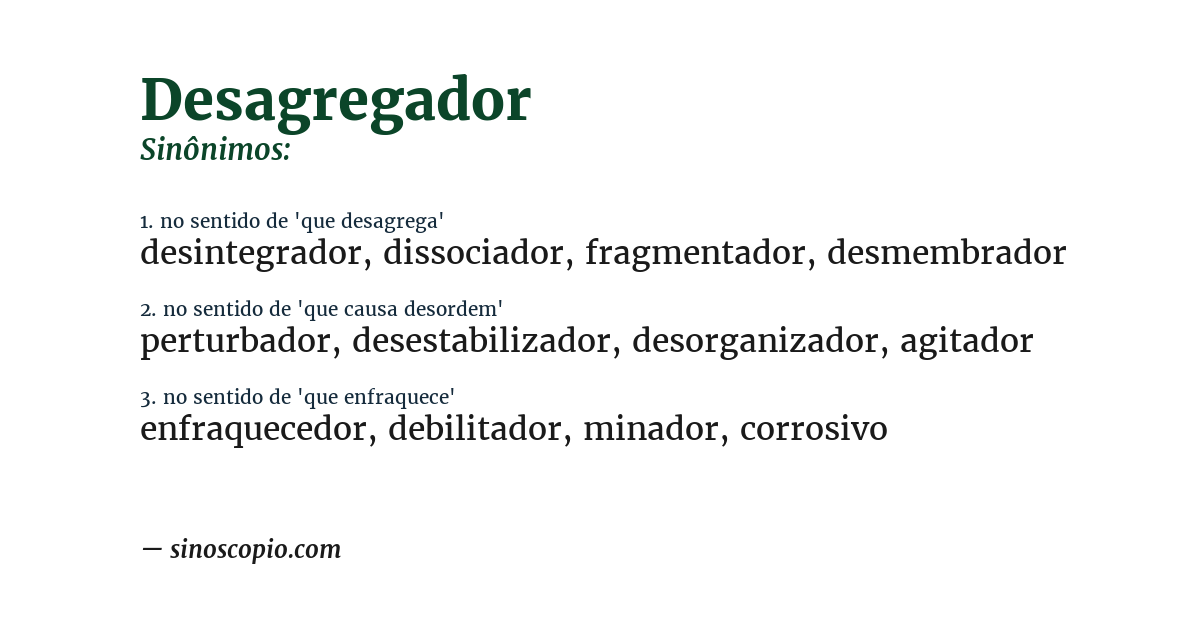 Sinônimo de desagregador