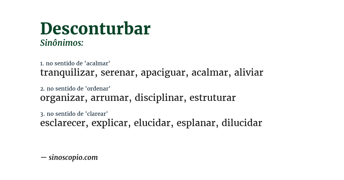 Sinônimo de desconturbar