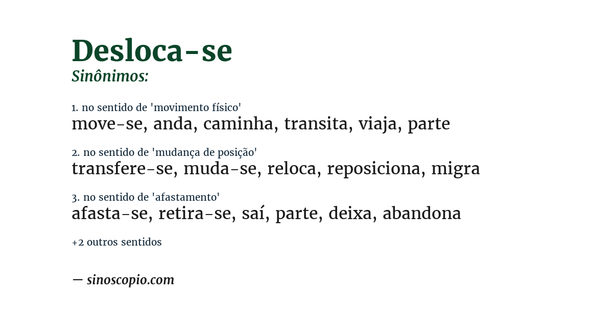Sinônimo de desloca-se