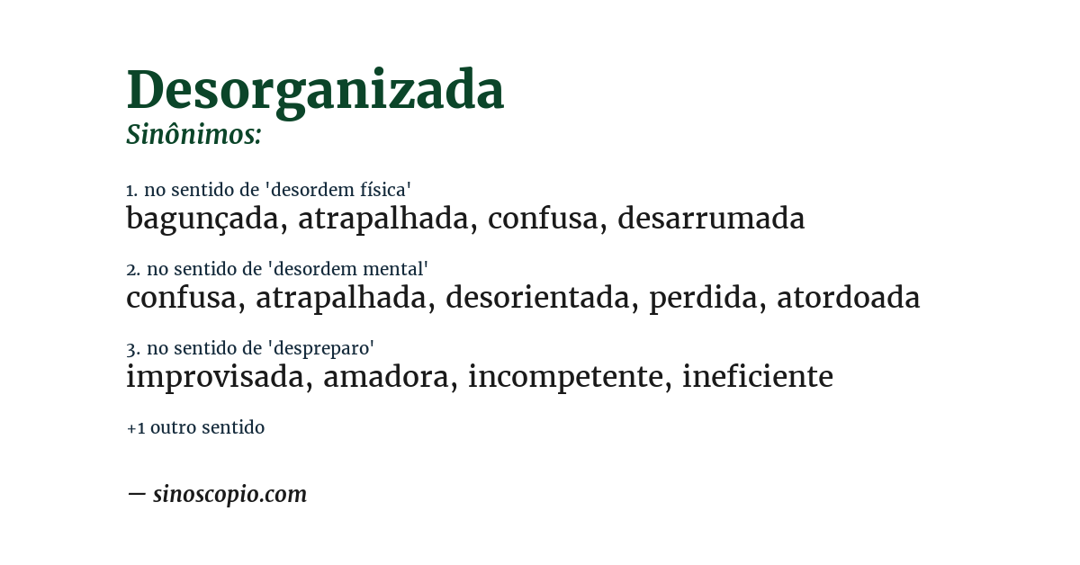 Sinônimo de desorganizada