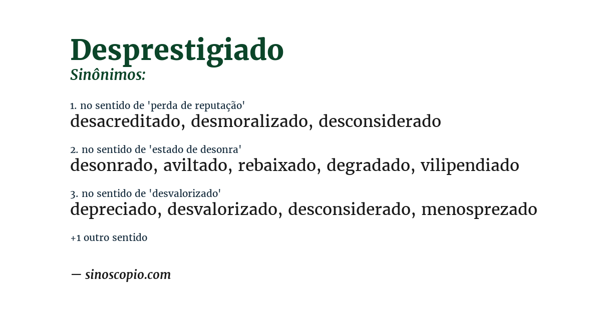 Sinônimo de desprestigiado