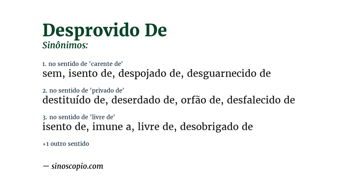 Sinônimo de desprovido de