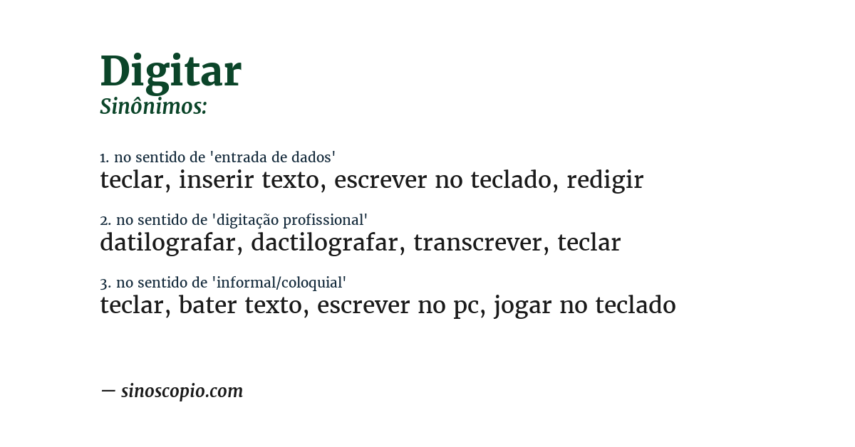 Sinônimo de digitar