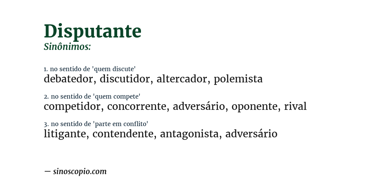 Sinônimo de disputante
