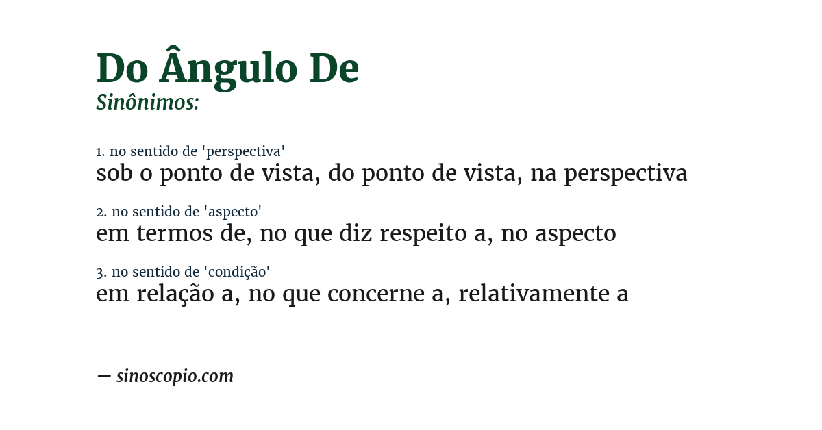 Sinônimo de do ângulo de