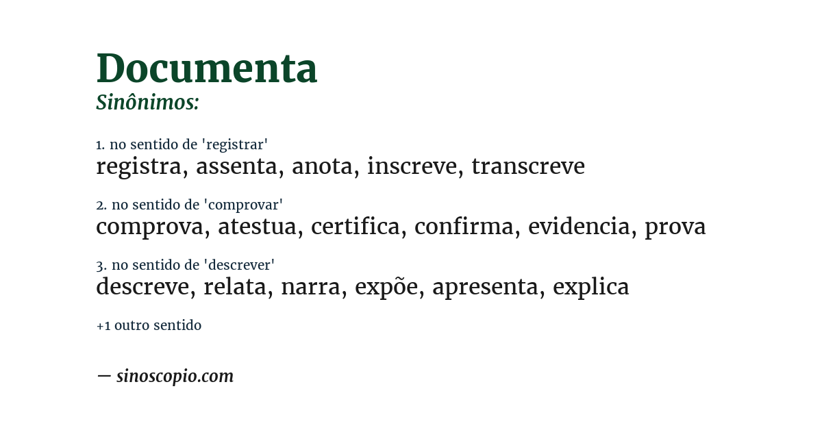 Sinônimo de documenta