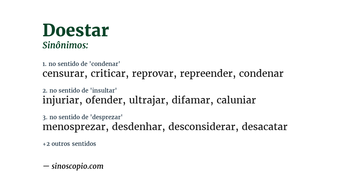 Sinônimo de doestar