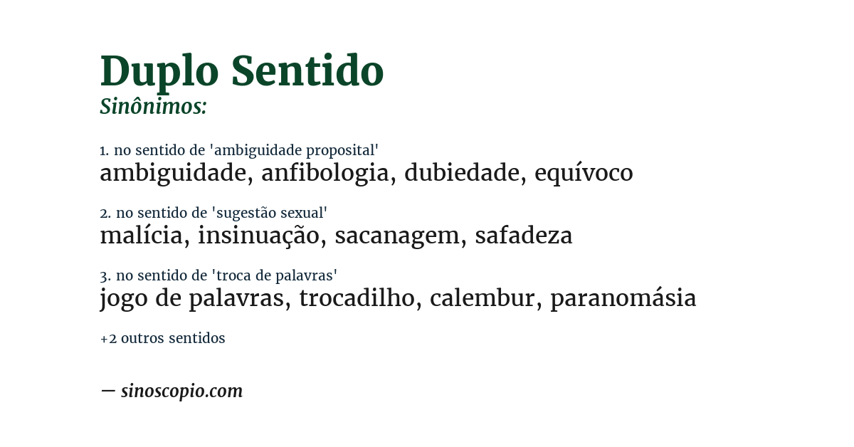 Sinônimo de duplo sentido