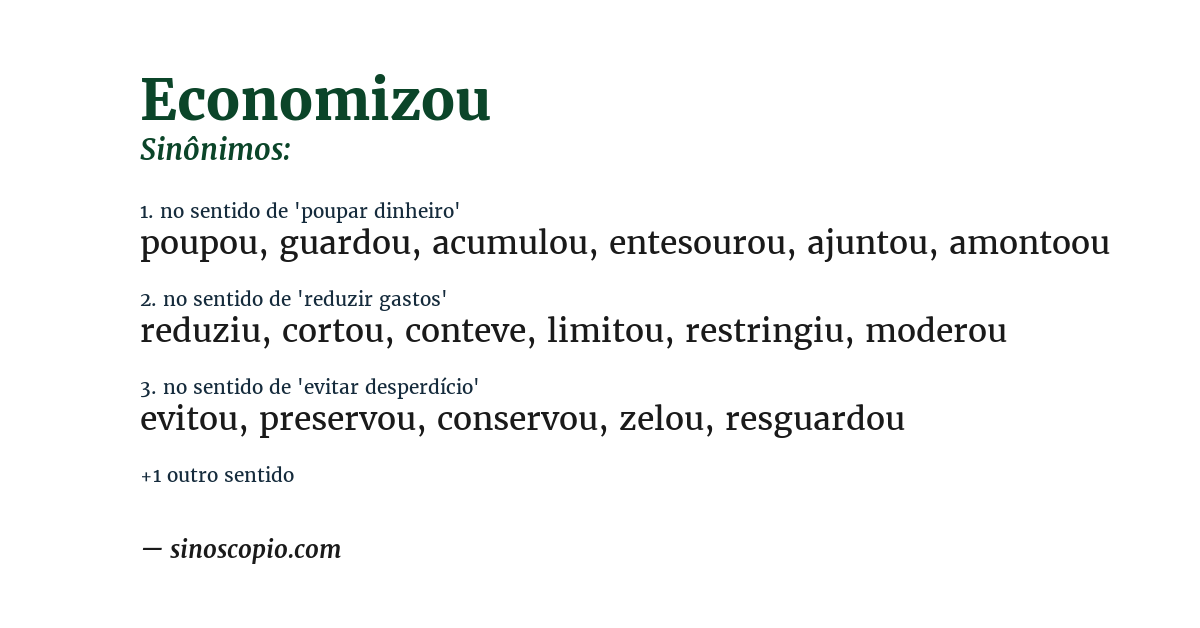Sinônimo de economizou