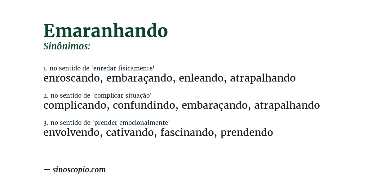 Sinônimo de emaranhando