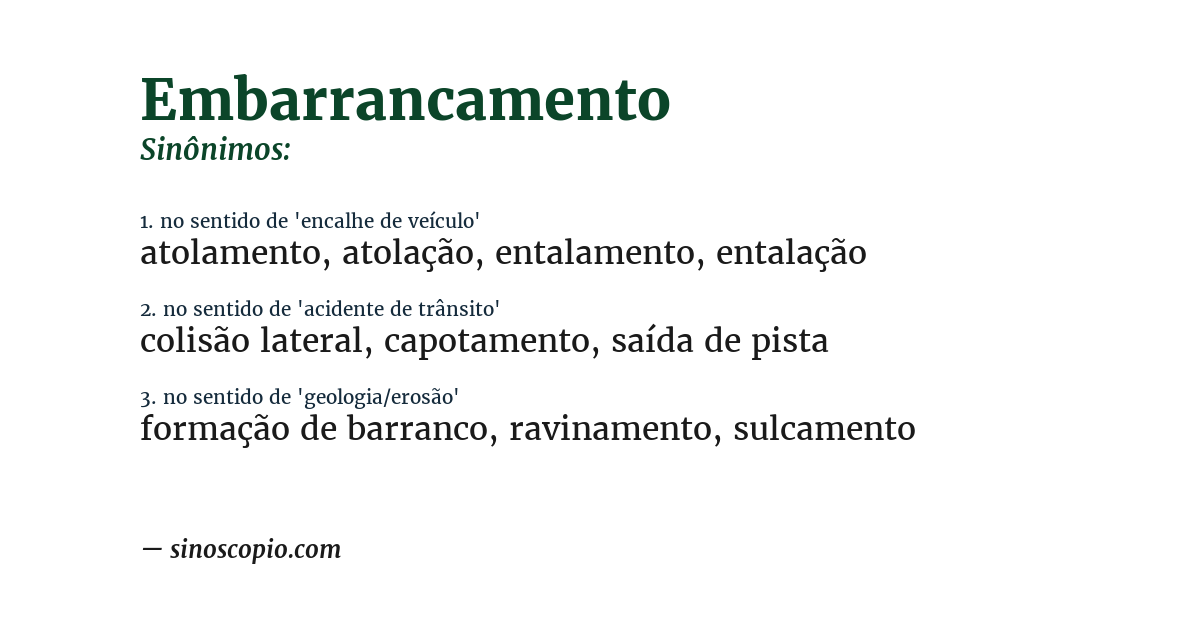 Sinônimo de embarrancamento
