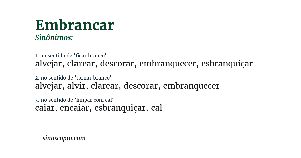 Sinônimo de embrancar