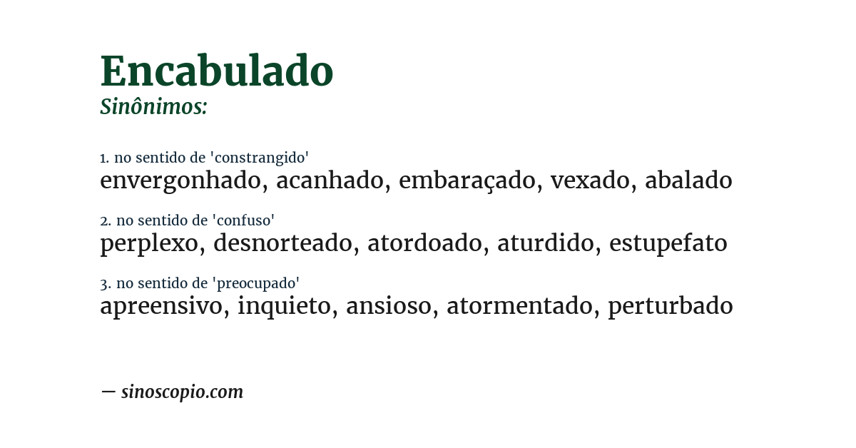 Sinônimo de encabulado