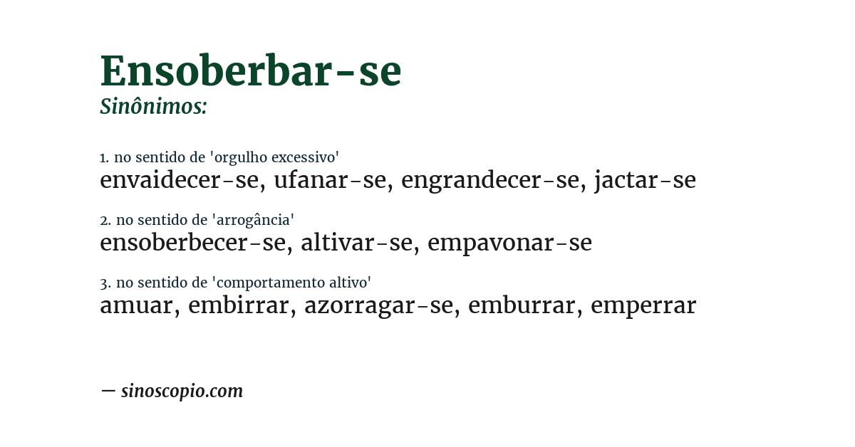 Sinônimo de ensoberbar-se
