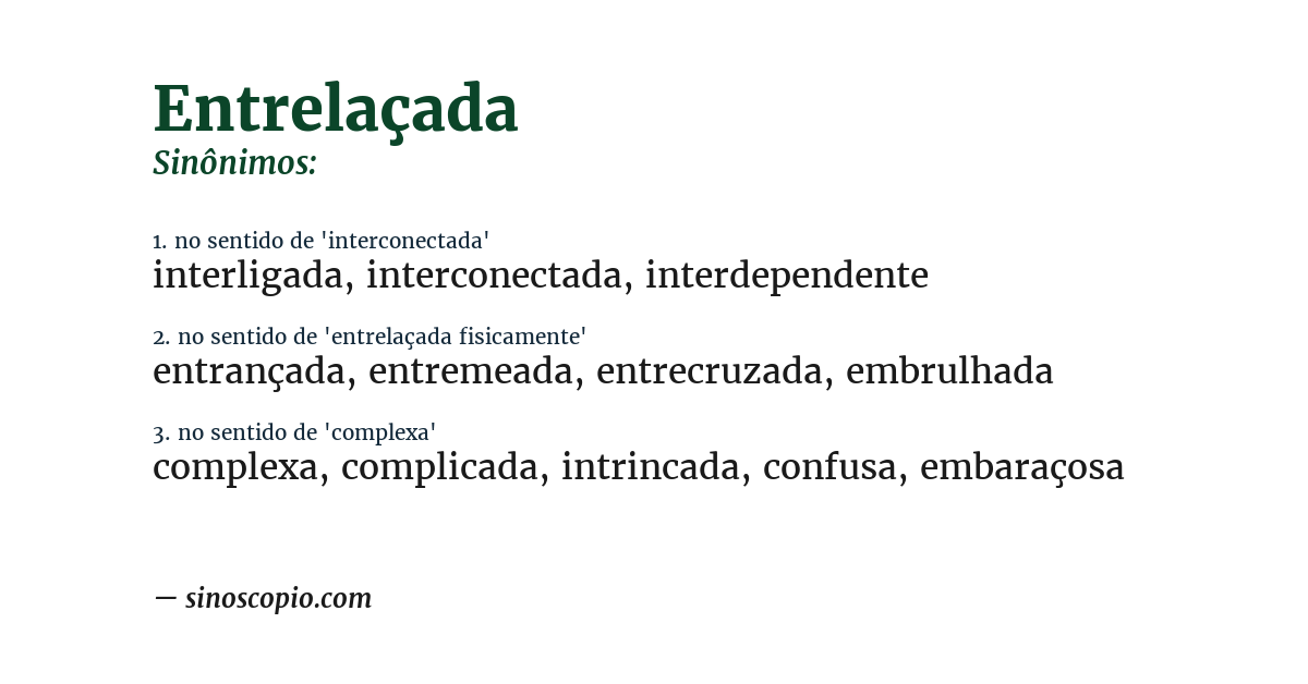 Sinônimo de entrelaçada