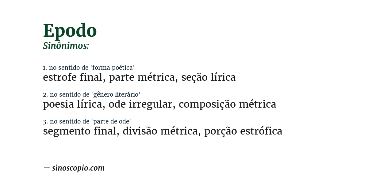 Sinônimo de epodo