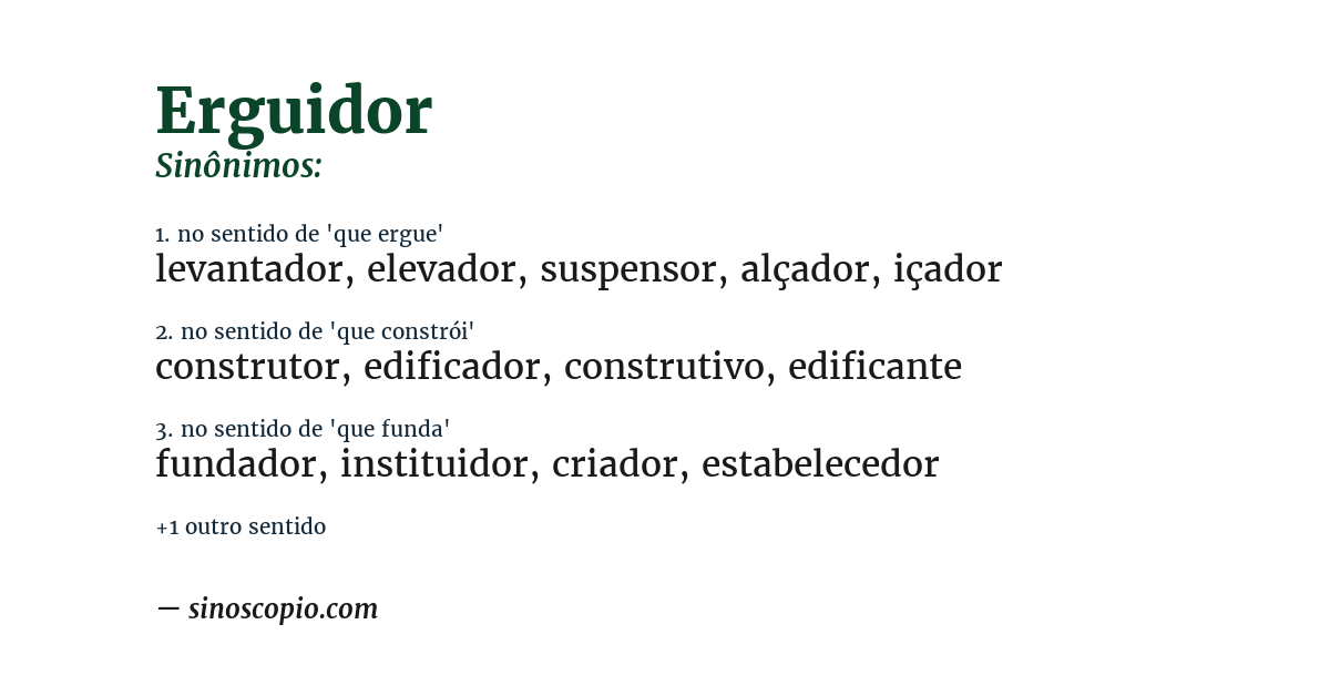 Sinônimo de erguidor