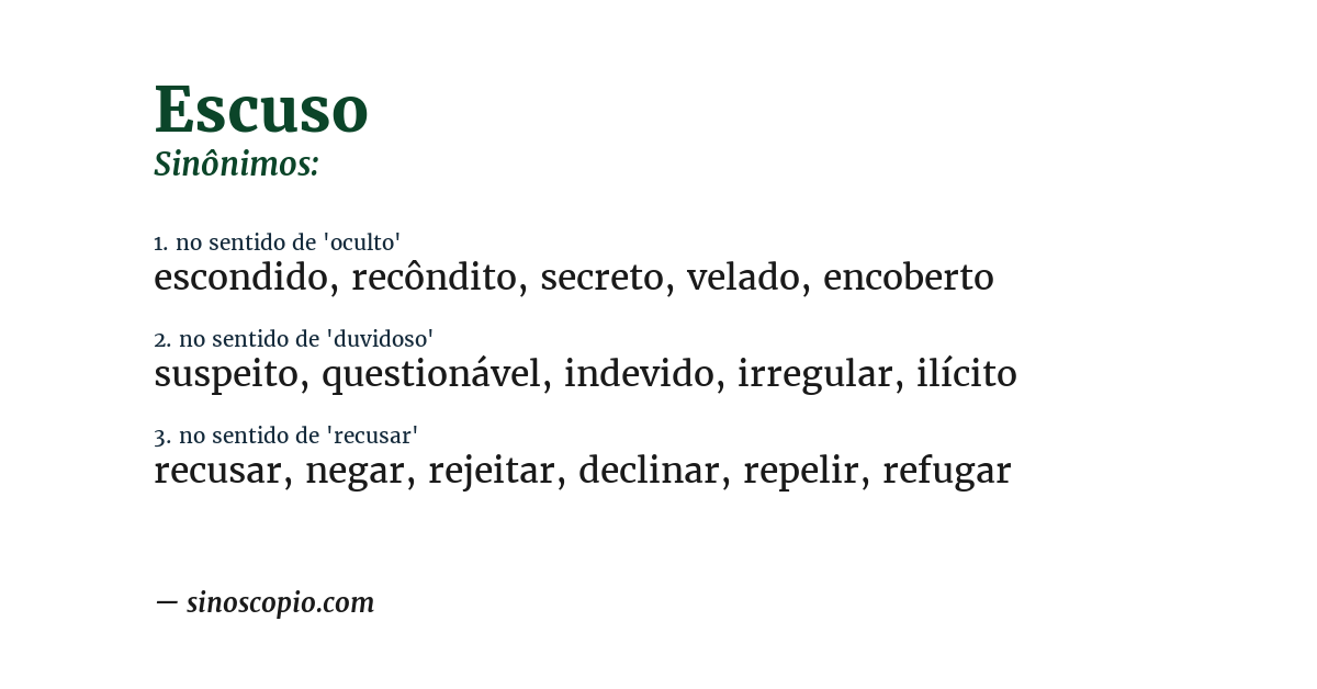 Sinônimo de escuso