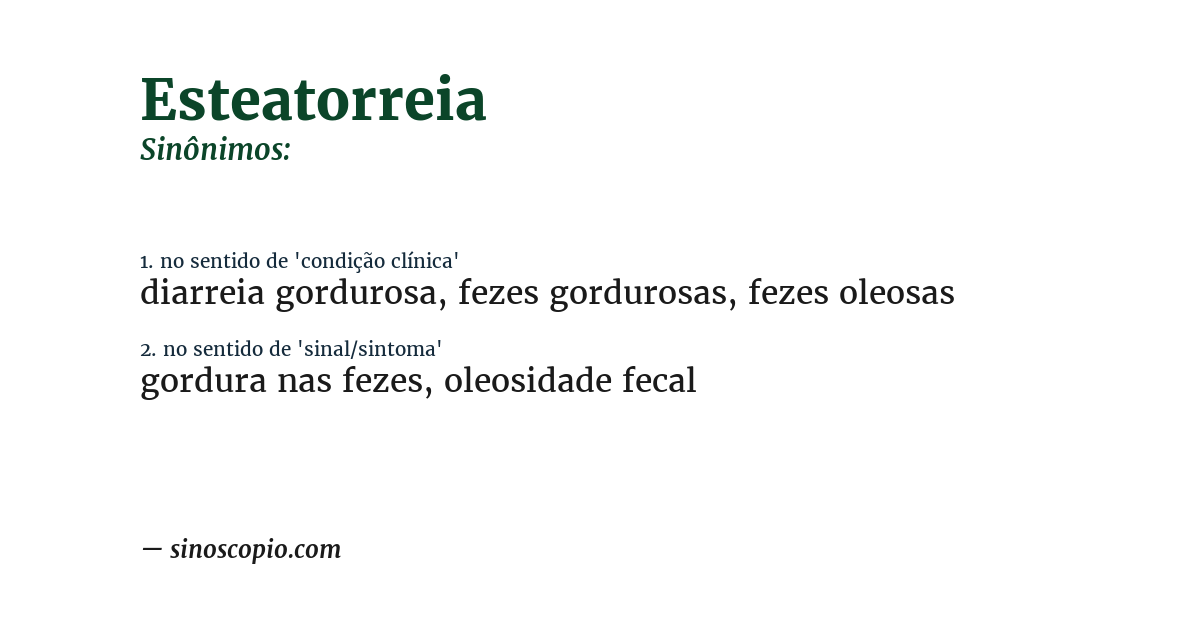 Sinônimo de esteatorreia