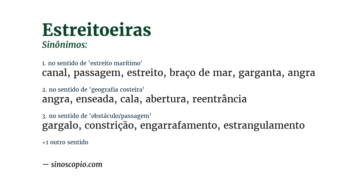 Sinônimo de estreitoeiras